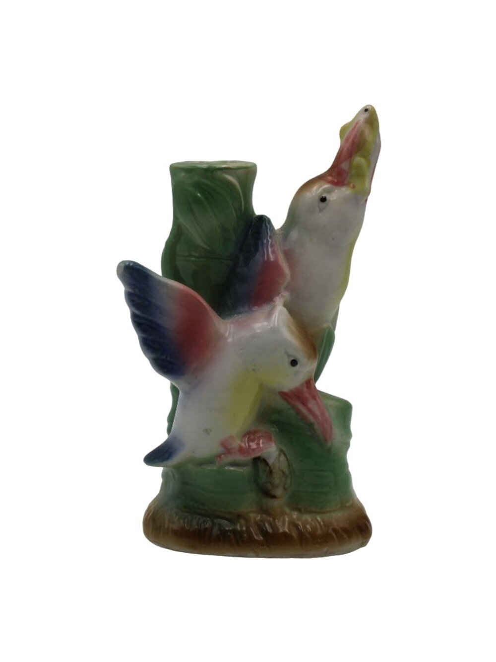 Vintage Kingfisher Birds 1 Hole Bud Vase Porcelain Czechoslovakia Pottery